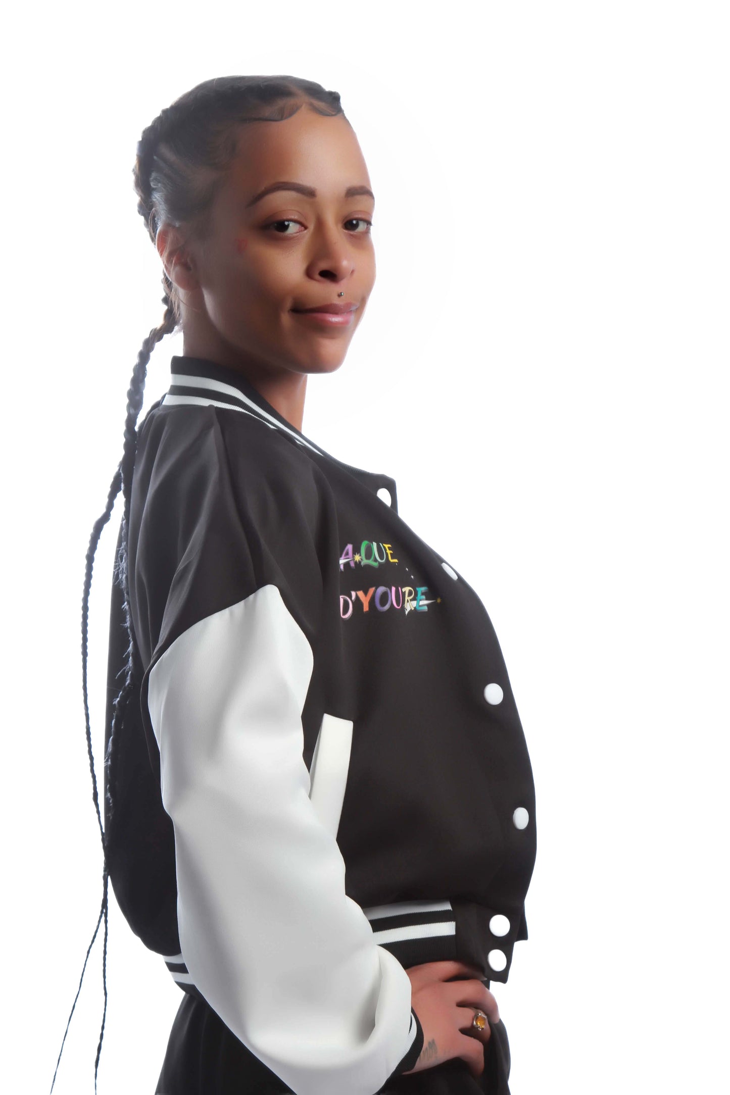 Varsity Cropped Tracksuit-Black