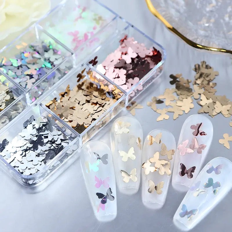 6 Colors Butterfly Glitter Nail Sequins