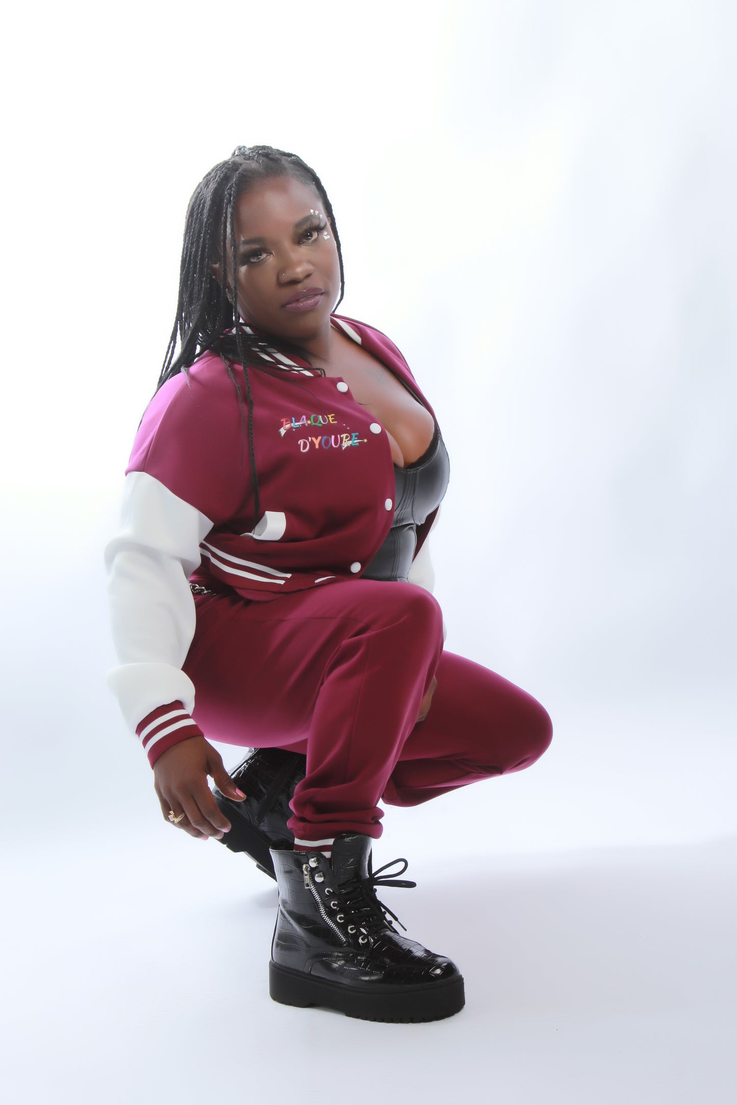 Varsity Cropped Tracksuit-Purple